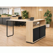 Table haute Play & Work avec rangement à portes coulissantes