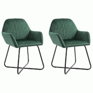 VidaXL Chaises à manger lot de 2 vert velours Modèle Ambiance - 249803