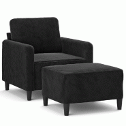 VidaXL Fauteuil avec repose-pied Noir 60 cm Velours Modèle Orion Office Classique - 3201169