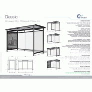 Abri bus classic / structure en aluminium / bardage en verre securit / avec banquette / 350 x 240 cm