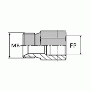 Adaptateur droit mâle BSP pour bague BS  x femelle NPT - 1"1/2' , 47.8