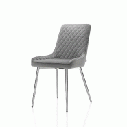 AQA Design Ensemble de 2 chaises JODIE en velours gris clair L.44 P.50 H.83 MP03153 - gris textile MP03153