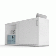 Armoire basse portes coulissantes - MDD - Gris, Avec socle de finition_0