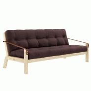 BANQUETTE FUTON POETRY EN PIN MASSIF COLORIS MARRON COUCHAGE 130 X 190 CM.