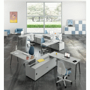 Bureau bench X3 avec rangement - Officity - Anthracite, Gris, 302