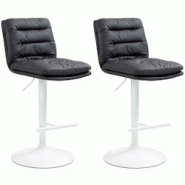 CLP Lot de 2 tabourets de bar Damar en similicuir Noir /Blanc - noir polyester 325688 CLP Lot de 2 tabourets de bar Damar en similicuir Noir /Blanc - noir polyester 325688