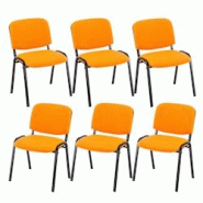 CLP Lot de 6 chaises visiteur empilables Ken en tissu Orange - orange textile 151703409 CLP Lot de 6 chaises visiteur empilables Ken en tissu Orange - orange textile 151703409