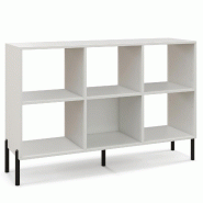 COSTWAY Bibliothèque 6 compartiments, pieds métal, étagères réglables, cubes, 120x35x79,5 cm Blanc - blanc Bois manufacturé ON32678IT