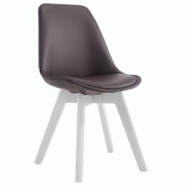 Décoshop26 - Chaise de salle à manger x1 style scandinave en PVC marron support 4 pieds en bois couleur blanc 10_0003752 - marron 3000251747218 Décoshop26 - Chaise de salle à manger x1 style scandinave en PVC marron support 4 pieds en bois couleur blanc 10_0003752 - marron 3000251747218