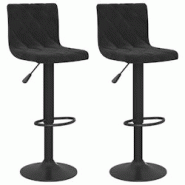 Décoshop26 - Lot de 2 tabourets de bar chaises hautes avec dossiers coutures losange en velours noir et acier DEC029827 - noir 3000257579516