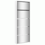 Helloshop26 - Armoire à chaussures moderne 63 x 17 x 169 cm 5 niveaux design élégant entrée en bois d'ingénierie blanc brillant 02_0055526 - blan