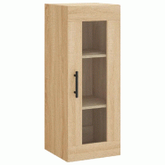 Helloshop26 - Armoire murale design pratique rangement 34,5 x 34 x 90 cm en bois d'ingénierie chêne sonoma 02_0048696 - verre 3000235425293