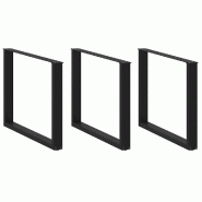 Helloshop26 - Lot de 3 pieds de table à manger en U 100 x 72-73 cm robustes modernes réglables en acier noir 02_0057452 - noir acier 3000240044939