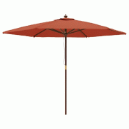 Helloshop26 - Parasol de jardin avec mât en bois 299 x 240 cm orange 02_0008364 - orange Bambou 3000446982721