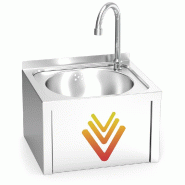 Lavabo mural à genoux avec bouton-poussoir caché pour l'eau chaude et l'eau froide - 061470FRIC