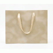 Sac Luxe beige moiré poignées ruban 36x12x28cm - par 12