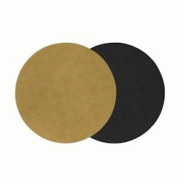 Stil Casa, set de 12 sous-plat bicolores, polyuréthane cousu, Ø 30 cm, finition dollar couleur ocre/noir. - STP30D-OB Stil Casa, set de 12 sous-plat bicolores, polyuréthane cousu, Ø 30 cm, finition dollar couleur ocre/noir. - STP30D-OB