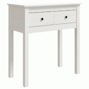 Table console Blanc 70x35x75 cm Bois massif de pin Modèle Patio Boreal Prime - 814610