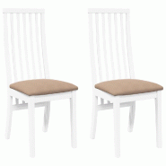 VidaXL Chaises à manger coussins 2 pcs blanc bois massif caoutchouc Modèle Atlas Concept Plus - 4102460