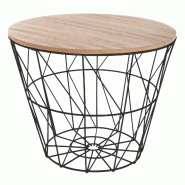 WellHome - Table d’appoint en métal noir Kumi Ø38 cm - multi-matériau WH14103 WellHome - Table d’appoint en métal noir Kumi Ø38 cm - multi-matériau WH14103