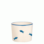 Artisanat Italien Lot de 2 Verres XXL Stencil Tumbler en Verre Décoré à la Main avec Motif Poissons Bleus - Design Marin Exclusif Fabriqué en Ital