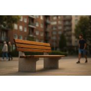 Banc droit en béton design bois - Réf : San Pellegrino_1