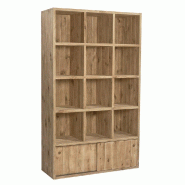 Buffet haut Westside - Pin massif vieilli - 12 cases, 2 portes coulissantes - 119x45x200cm