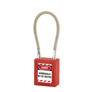 Cadenas de consignation loto lockout tagout 38 mm câble inox gainé ø 6 x 150 mm - 1 clé rouge