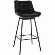 CLP Tabouret de bar Weston Pivotant Noir /Velours - noir textile 321496 CLP Tabouret de bar Weston Pivotant Noir /Velours - noir textile 321496