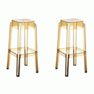 Décoshop26 - Lot de 2 tabourets de bar design moderne plastique transparent ambre 10_0001043 - 3000710169605