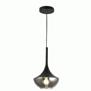 Fabas Luce Suspension Apollo En Métal Et Verre Soufflé Noir - Design Moderne, Douille E27, Structure Orientable 2000 Mm, Idéale Pour L'Éclairage I
