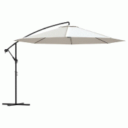 Helloshop26 - Parasol meuble de jardin en porte-à-faux 3,5 m blanc sable 02_0008602 - blanc aluminium 3000458882729