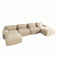 Merax Canapé modulaire en corde 4 places avec 2 tabourets, canapé nuage sans cadre, près du sol avec assise profonde, peut également être utilis�_0