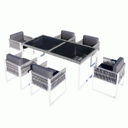 Merax ensemble repas de jardin, 6 personnes, résistant aux intempéries, gris - gris multi-matériau OT990123E
