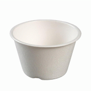 Pot Bodega pulpe de canne lamination PE 300ml Ø10,2xH6,2cm blanc - par 300