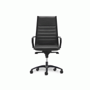 Fauteuil de direction Classic en cuir pleine fleur avec dossier haut et surpiqûres - structure chromée ou laquée noire mate Fauteuil de direction Classic en cuir pleine fleur avec dossier haut et surpiqûres - structure chromée ou laquée noire mate