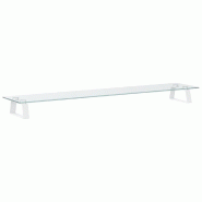 Support de moniteur table meuble bureau 100 x 20 x 8 cm verre trempé et métal blanc 02_0044823 - blanc verre 3000220395266
