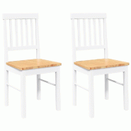 VidaXL Chaises à manger 2 pcs blanc bois massif caoutchouc Modèle Vega Office Bois - 4102430