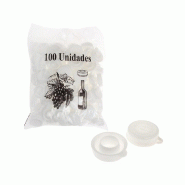 100 capsules blanches pour bouteille avec languette en plastique - 8414271054990