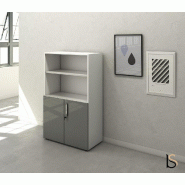 Armoire mi-haute mixte à portes battantes Luxury- Ofitres - Alu