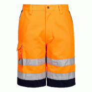 Bermuda HiVis Poly-coton - Orange/Marine / XS