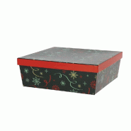 Boite carton carrée empilable "Noël vert" 26x26x9cm - par 20