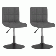 Chaises pivotantes à manger lot de 2 gris foncé velours Modèle Rovelis - 334264