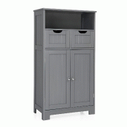 COSTWAY meuble de salle de bain autoportant avec étagère réglable, armoire multifonction pour salle de bain, chambre et bureau, 60 x 30 x 109cm, gr