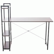 Décoshop26 - Bureau table de travail style rétro avec colonne de rangement étagère en bois noyer et métal noir 10_0003613 - noir 3000251678079 Décoshop26 - Bureau table de travail style rétro avec colonne de rangement étagère en bois noyer et métal noir 10_0003613 - noir 3000251678079