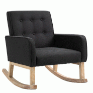 Décoshop26 - Fauteuil à bascule rocking chair design moderne dossier capitonné en tissu pieds en bois tissu noir FAL101541 - noir Bois massif 30005