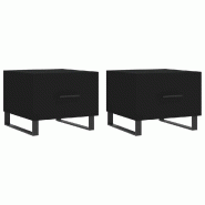 Décoshop26 - Lot de 2 tables de chevets avec tiroir 50 x 50 x 40 cm bois d'ingénierie noir et fer DEC040424 - noir Bois massif 3000264931703