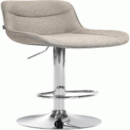 Décoshop26 - Tabouret de bar x1 pivotant forme ergonomique surpiqûres décoratives en tissu taupe cadre en métal chromé 10_0005769 - métal 300026