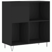 Helloshop26 - Armoire à disques classique pratique rangement 84,5 x 38 x 89 cm design industriel en bois noir 02_0049168 - noir Bois massif 300023569