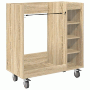 Helloshop26 - Armoire de rangement moderne avec roues grand espace de stockage 90 x 45 x 98 cm en bois chêne sonoma 02_0055065 - métal 3000238798912